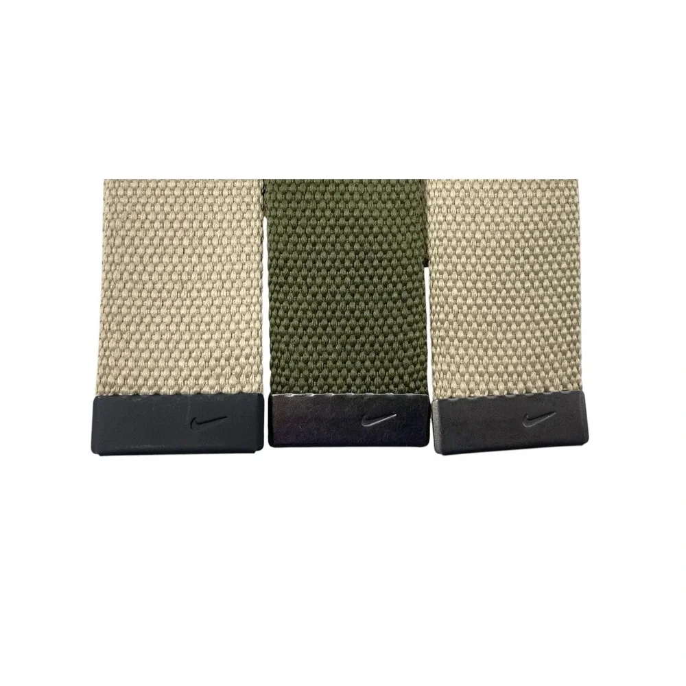 Lot of 3 Replacement Nike Men's Web Golf Belts 2 Tan/Beige 1 Green NO BUCKLE